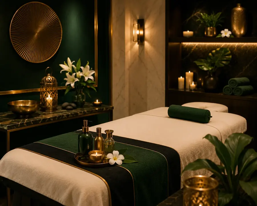 Prepared massage table in a private treatment room